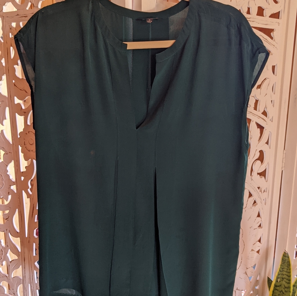 Lucky brand forest green silk top